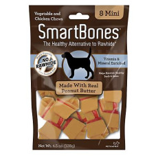 SmartBones Mini Peanut Butter Chews 2.5"Dog Treats 迷你潔齒骨(花生醬味) 8 pack 